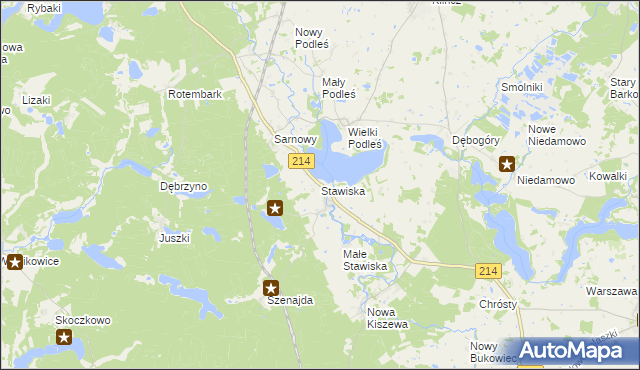 mapa Stawiska gmina Kościerzyna, Stawiska gmina Kościerzyna na mapie Targeo