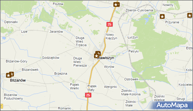 mapa Stawiszyn powiat kaliski, Stawiszyn powiat kaliski na mapie Targeo