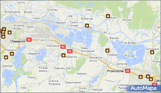 mapa Stawy Monowskie, Stawy Monowskie na mapie Targeo