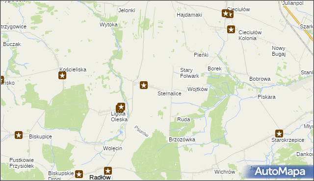 mapa Sternalice gmina Radłów, Sternalice gmina Radłów na mapie Targeo