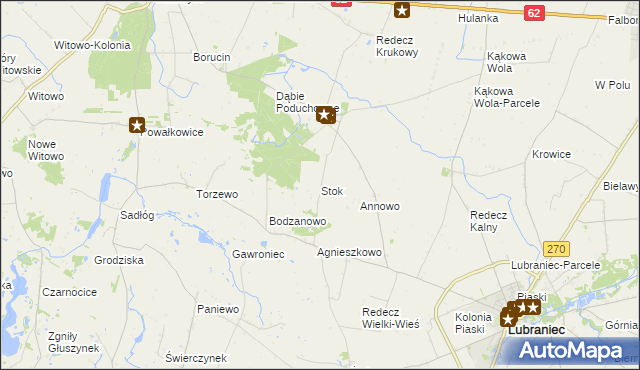 mapa Stok gmina Lubraniec, Stok gmina Lubraniec na mapie Targeo