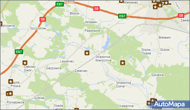 mapa Stradomia Wierzchnia, Stradomia Wierzchnia na mapie Targeo