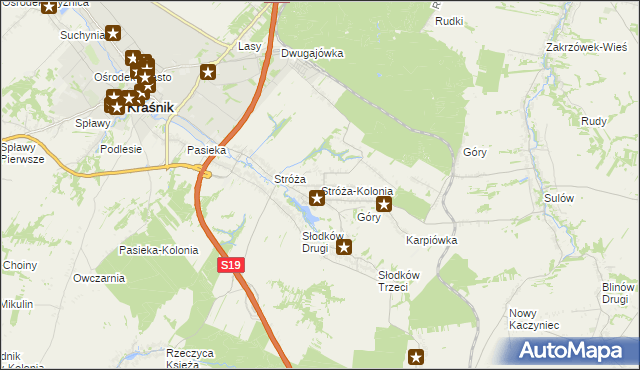 mapa Stróża-Kolonia, Stróża-Kolonia na mapie Targeo