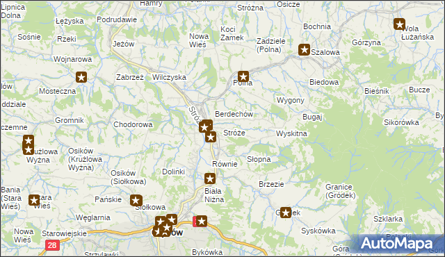 mapa Stróże gmina Grybów, Stróże gmina Grybów na mapie Targeo