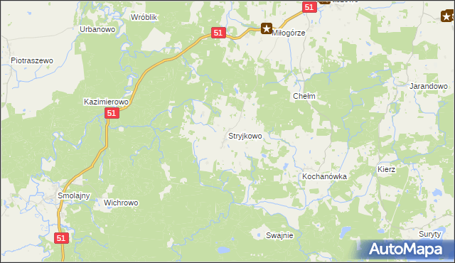 mapa Stryjkowo, Stryjkowo na mapie Targeo