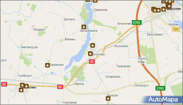 mapa Strykowo, Strykowo na mapie Targeo