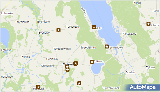 mapa Strzebielinko, Strzebielinko na mapie Targeo