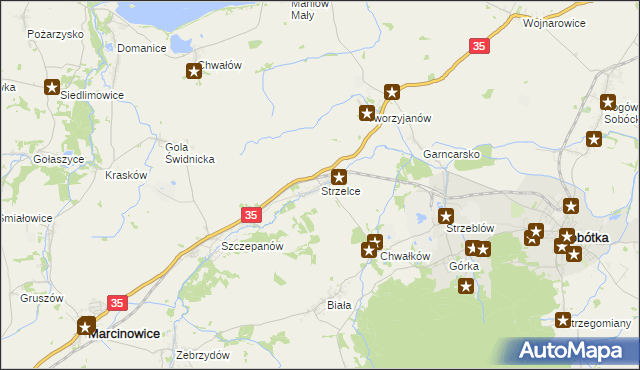 mapa Strzelce gmina Marcinowice, Strzelce gmina Marcinowice na mapie Targeo