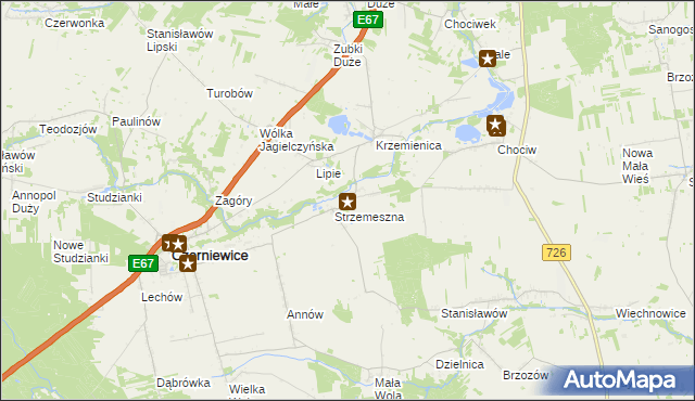 mapa Strzemeszna Pierwsza, Strzemeszna Pierwsza na mapie Targeo