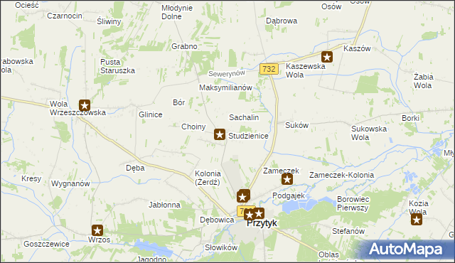 mapa Studzienice gmina Przytyk, Studzienice gmina Przytyk na mapie Targeo