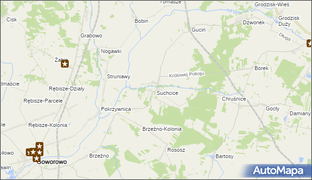 mapa Suchcice gmina Czerwin, Suchcice gmina Czerwin na mapie Targeo