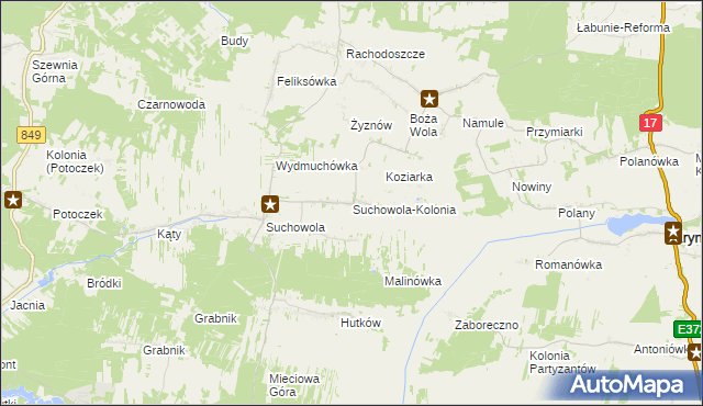 mapa Suchowola-Kolonia, Suchowola-Kolonia na mapie Targeo