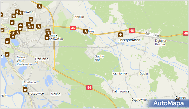 mapa Suchy Bór, Suchy Bór na mapie Targeo