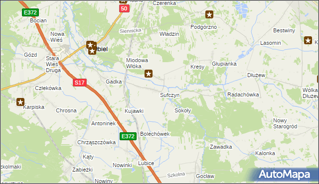 mapa Sufczyn gmina Kołbiel, Sufczyn gmina Kołbiel na mapie Targeo