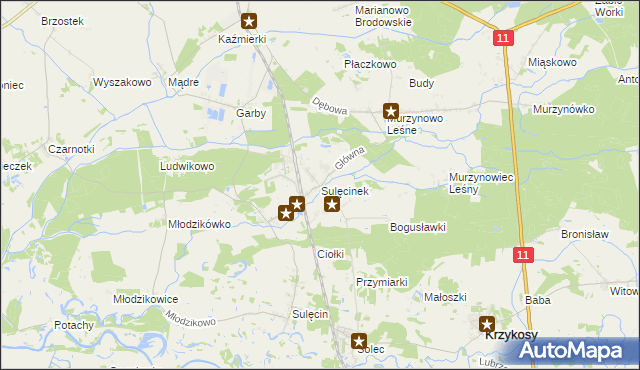 mapa Sulęcinek, Sulęcinek na mapie Targeo