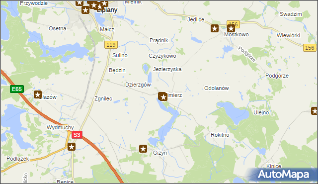 mapa Sulimierz gmina Myślibórz, Sulimierz gmina Myślibórz na mapie Targeo