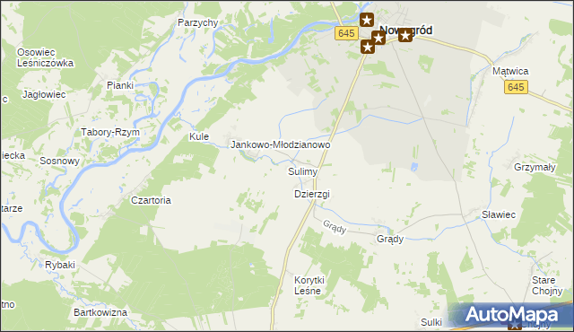 mapa Sulimy gmina Nowogród, Sulimy gmina Nowogród na mapie Targeo