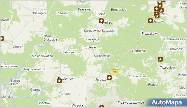 mapa Suliszowice, Suliszowice na mapie Targeo