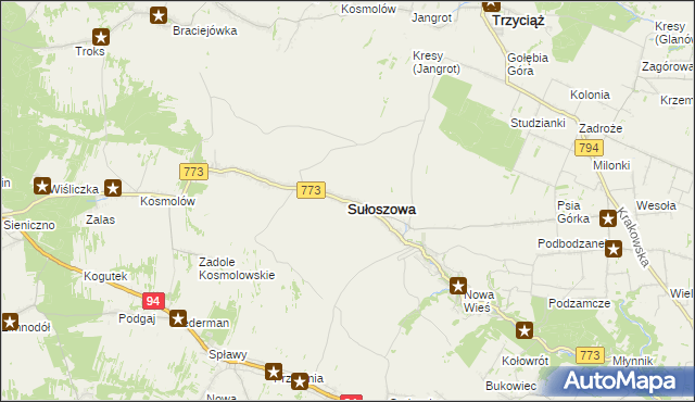 mapa Sułoszowa, Sułoszowa na mapie Targeo