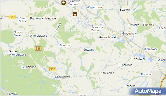 mapa Suszyna, Suszyna na mapie Targeo