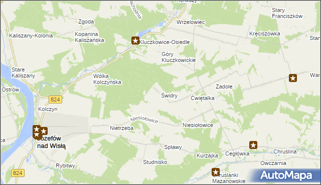 mapa Świdry gmina Opole Lubelskie, Świdry gmina Opole Lubelskie na mapie Targeo