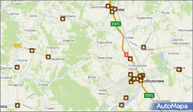 mapa Świerczów gmina Kolbuszowa, Świerczów gmina Kolbuszowa na mapie Targeo