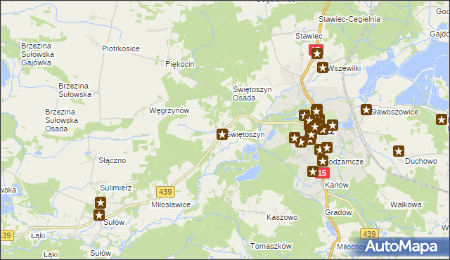 mapa Świętoszyn, Świętoszyn na mapie Targeo