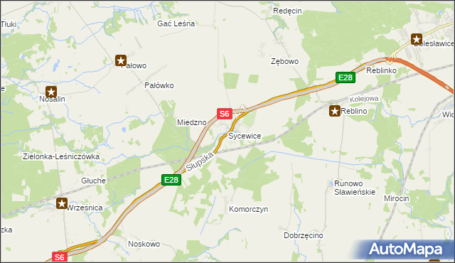 mapa Sycewice, Sycewice na mapie Targeo