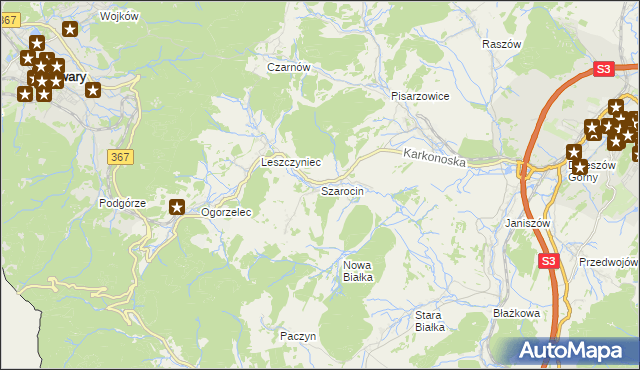 mapa Szarocin, Szarocin na mapie Targeo