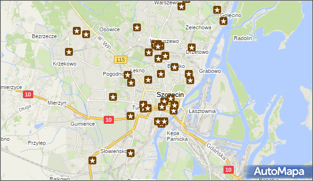 mapa Szczecina, Szczecin na mapie Targeo