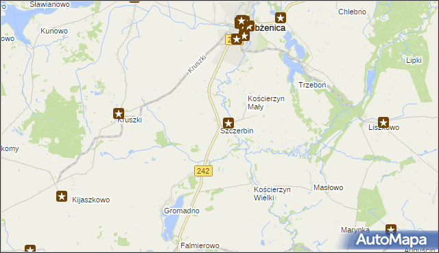 mapa Szczerbin gmina Łobżenica, Szczerbin gmina Łobżenica na mapie Targeo