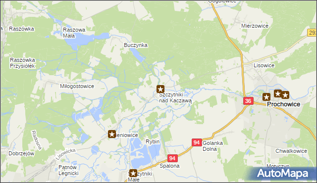 mapa Szczytniki nad Kaczawą, Szczytniki nad Kaczawą na mapie Targeo