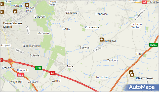 mapa Szewce gmina Kleszczewo, Szewce gmina Kleszczewo na mapie Targeo