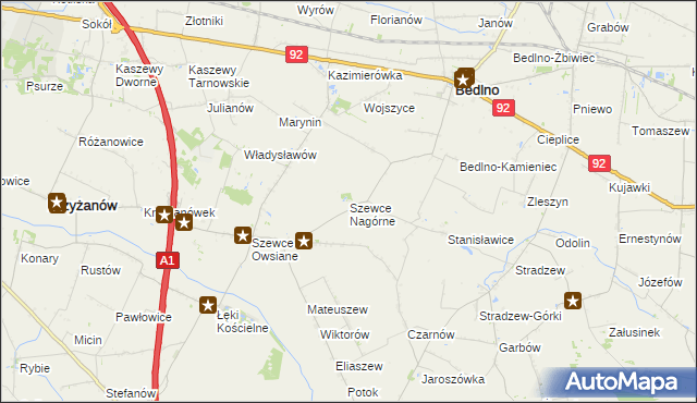 mapa Szewce Nagórne, Szewce Nagórne na mapie Targeo