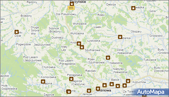 mapa Szufnarowa, Szufnarowa na mapie Targeo