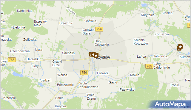 mapa Szydłów powiat staszowski, Szydłów powiat staszowski na mapie Targeo