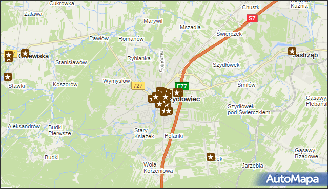 mapa Szydłowiec, Szydłowiec na mapie Targeo