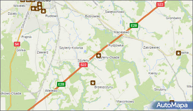 mapa Szyleny-Osada, Szyleny-Osada na mapie Targeo