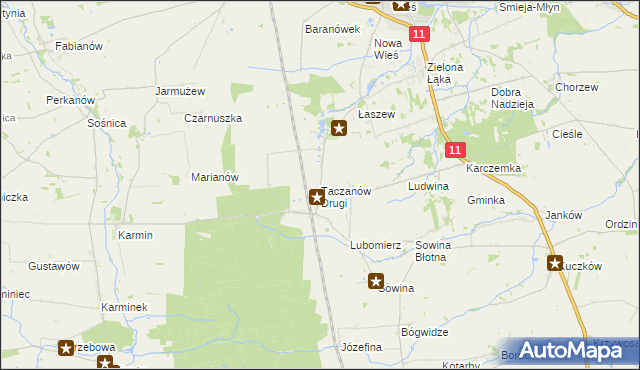 mapa Taczanów Drugi, Taczanów Drugi na mapie Targeo