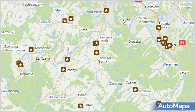 mapa Tarnawa Górna gmina Zagórz, Tarnawa Górna gmina Zagórz na mapie Targeo