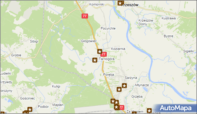 mapa Tarnogóra gmina Nowa Sarzyna, Tarnogóra gmina Nowa Sarzyna na mapie Targeo