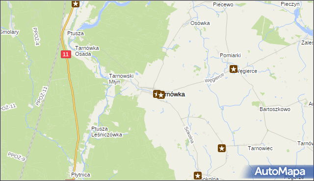 mapa Tarnówka powiat złotowski, Tarnówka powiat złotowski na mapie Targeo