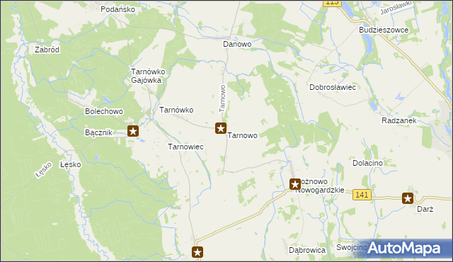 mapa Tarnowo gmina Maszewo, Tarnowo gmina Maszewo na mapie Targeo