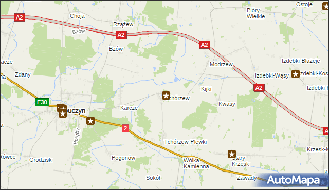 mapa Tchórzew gmina Zbuczyn, Tchórzew gmina Zbuczyn na mapie Targeo