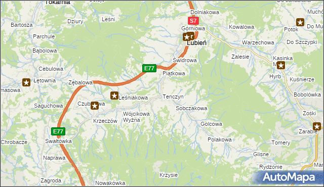 mapa Tenczyn, Tenczyn na mapie Targeo