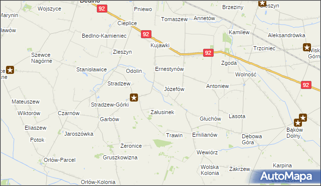 mapa Teodorów gmina Bedlno, Teodorów gmina Bedlno na mapie Targeo