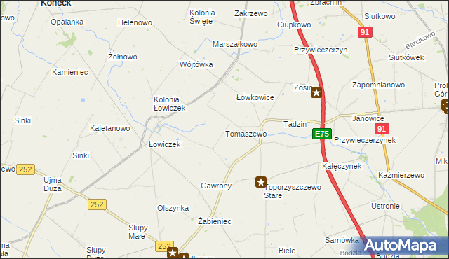 mapa Tomaszewo gmina Bądkowo, Tomaszewo gmina Bądkowo na mapie Targeo