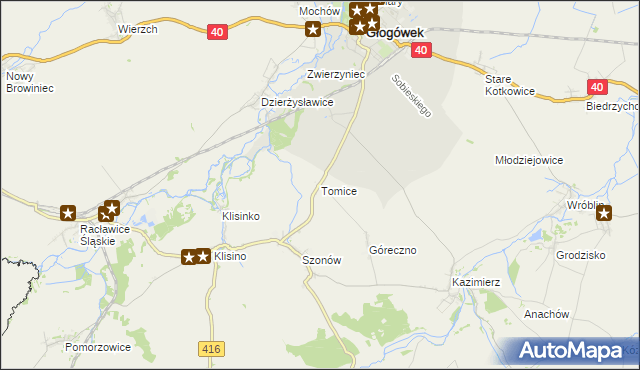 mapa Tomice gmina Głogówek, Tomice gmina Głogówek na mapie Targeo