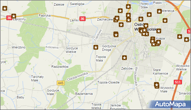 mapa Topola Mała, Topola Mała na mapie Targeo