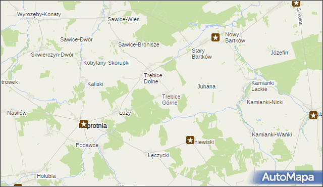 mapa Trębice Górne, Trębice Górne na mapie Targeo